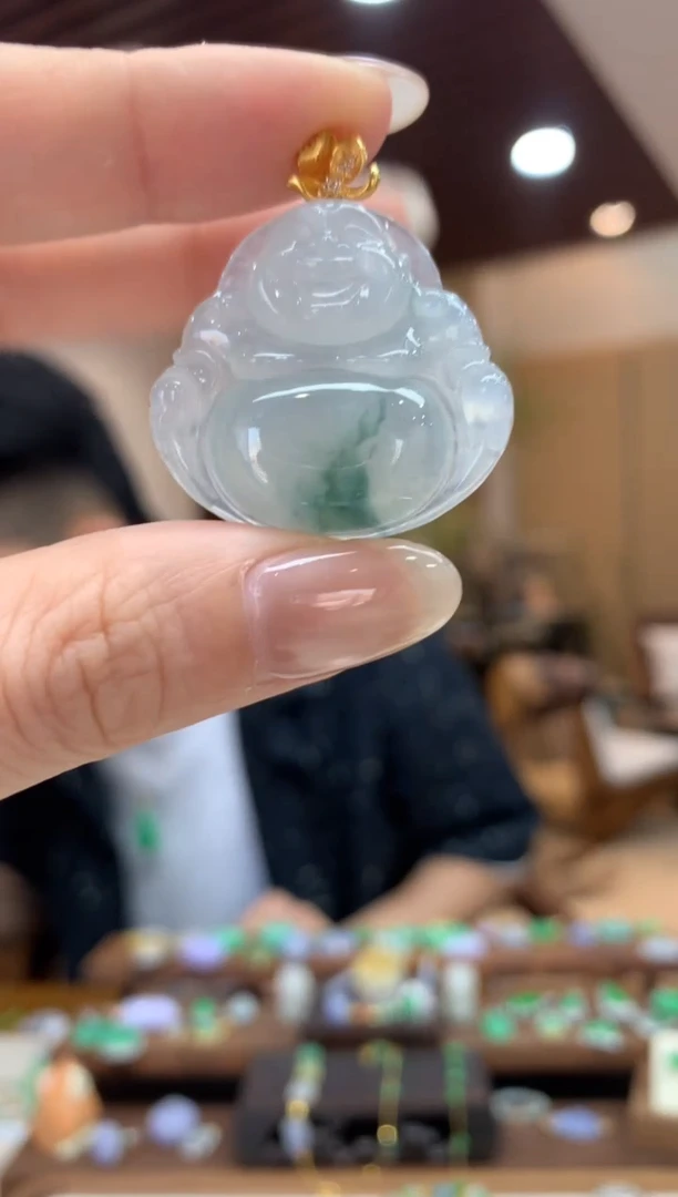 翡翠18K金镶嵌吊坠(不含链)佛公
