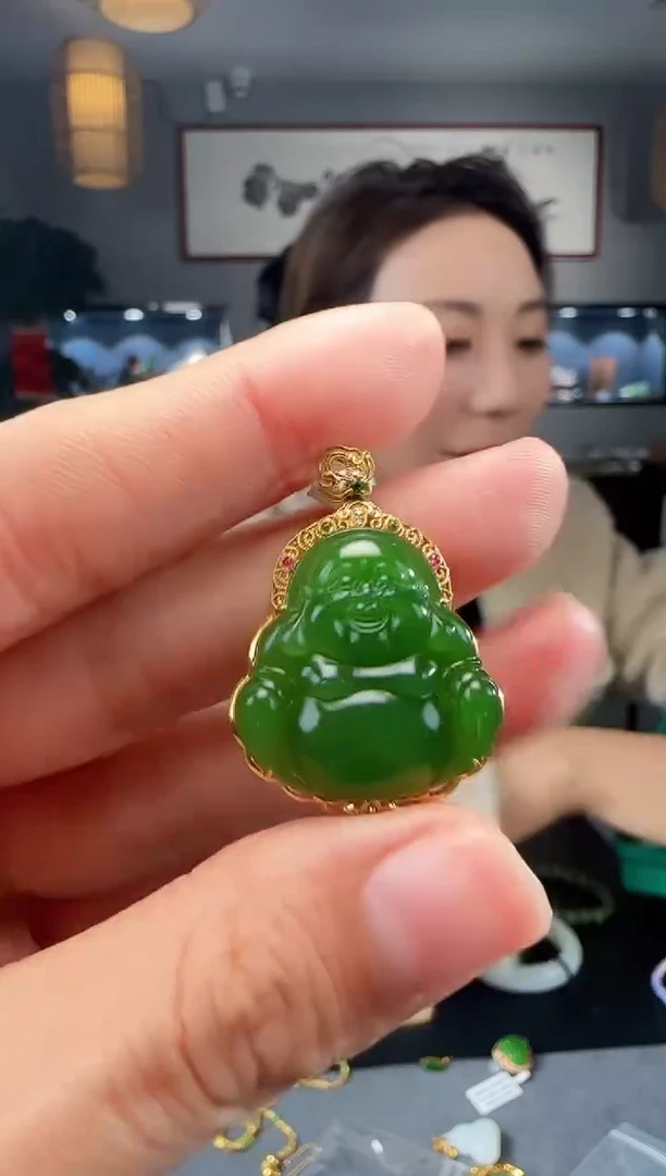 【闪购商品】和田玉吊坠(不含链)18K金镶嵌1