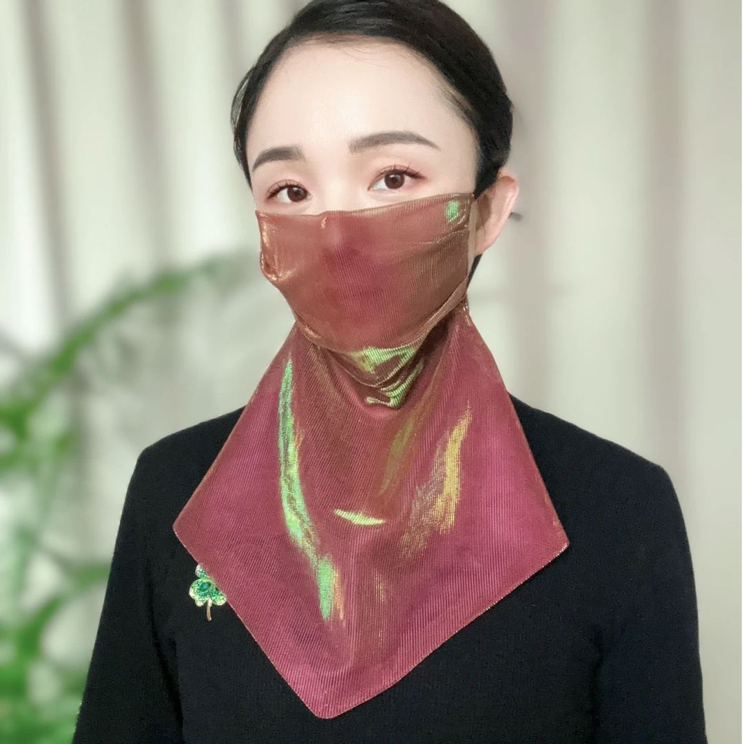 【满亿】幻灯丝面罩春夏薄款洋气护颈防紫外口罩线户外骑车出游女士
