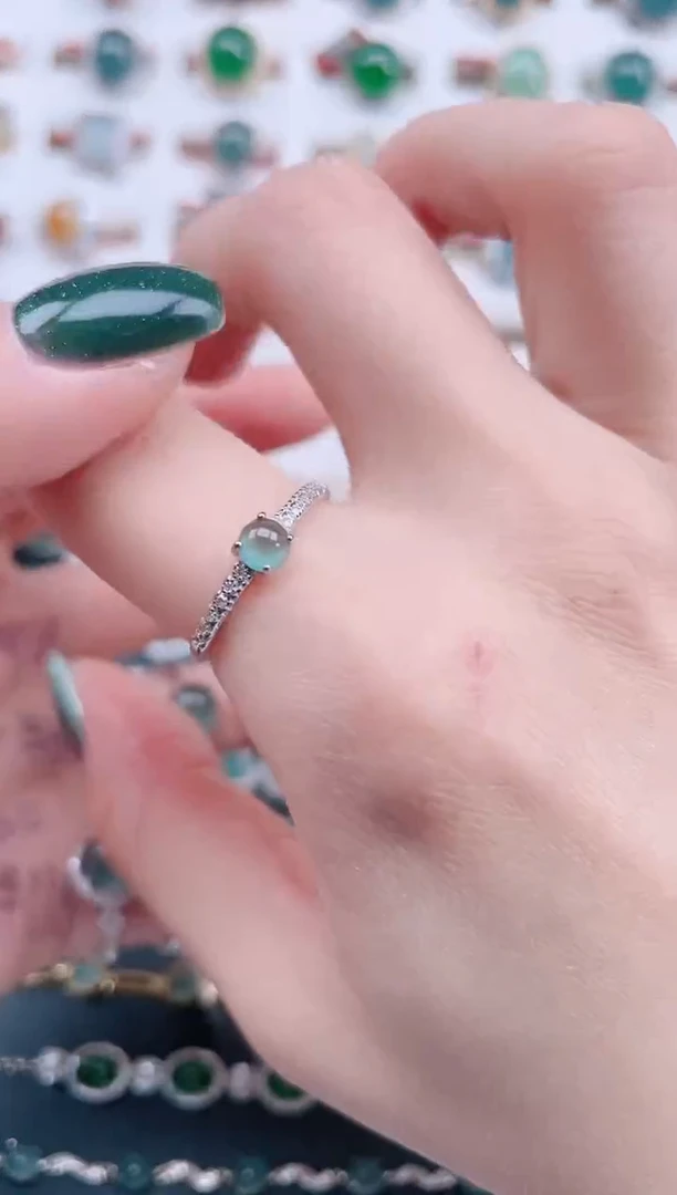 银S925镶嵌戒指翡翠天然翡翠