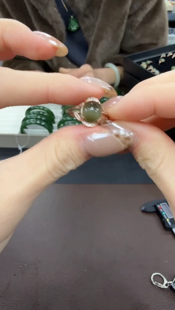 银S925镶嵌戒指和田玉多样性发其一zj