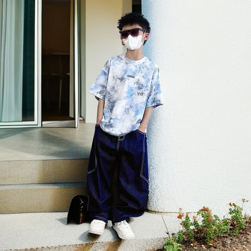 【嘟妈童装】儿童洋气短袖中大童休闲夏季圆领T恤3965