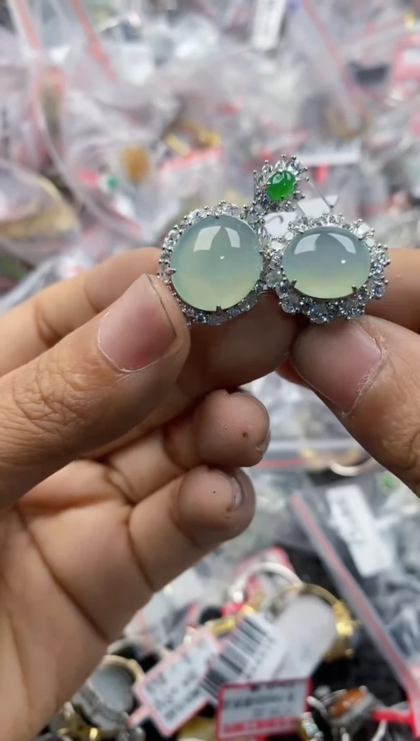 银S925镶嵌戒指翡翠14             3