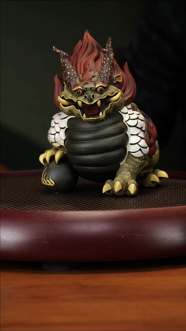 茶壶紫砂4-63GSB龙蟾献瑞老青段描金