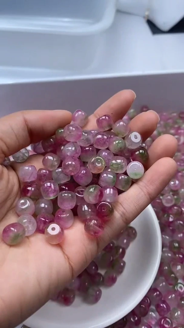 颈饰未镶嵌水晶W1842-西瓜碧玺老型8*7mm*10颗