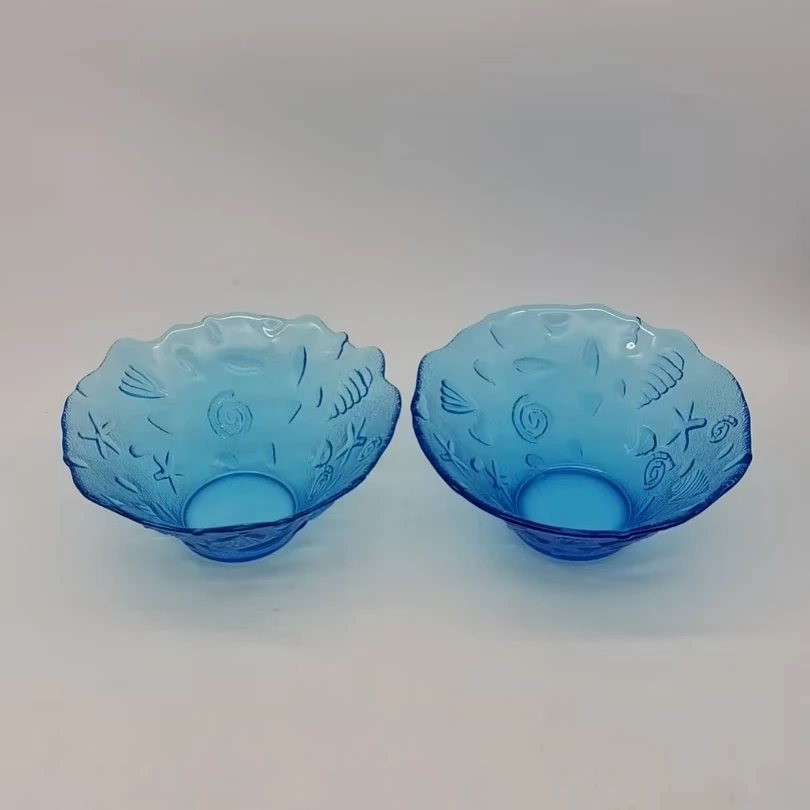 6027 玻璃高边盘2个（微瑕，口径17.5，高7.5）玻璃餐具C19