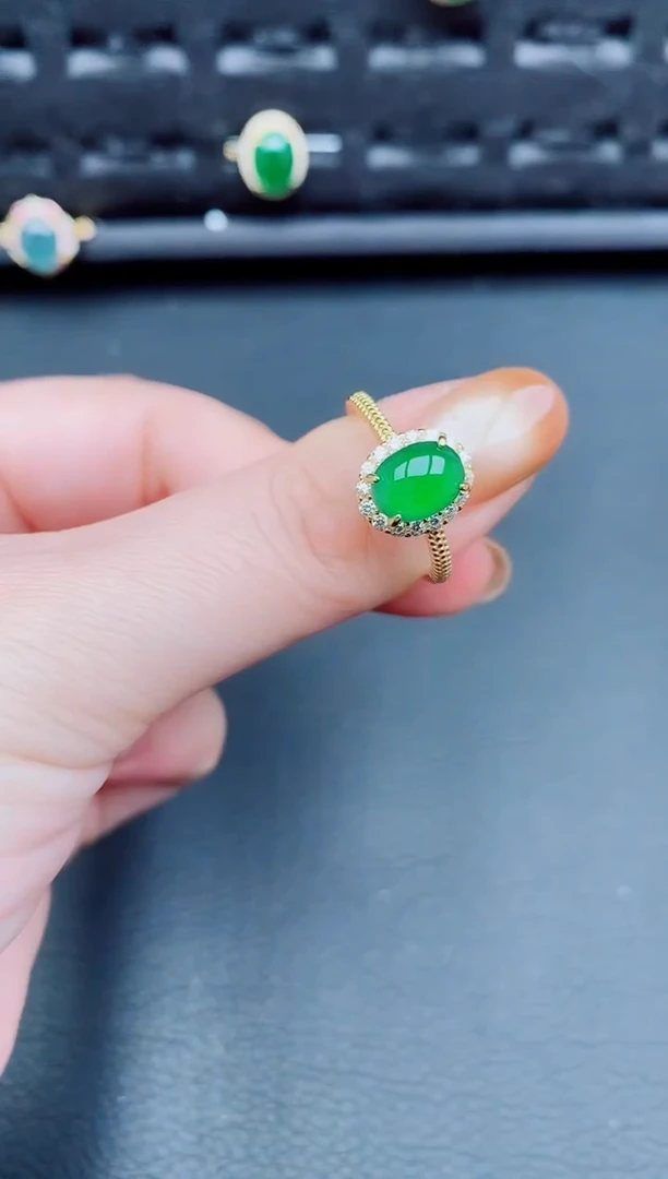 【闪购商品】翡翠戒指银S925镶嵌天然a货翡翠578