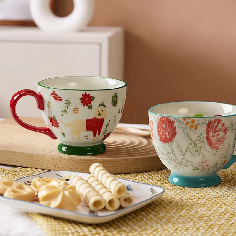 【网易严选】田园手绘大容量早餐碗麦片杯早餐杯 400ml/只.