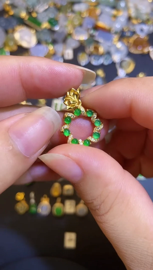 翡翠银S925镶嵌吊坠(不含链)1