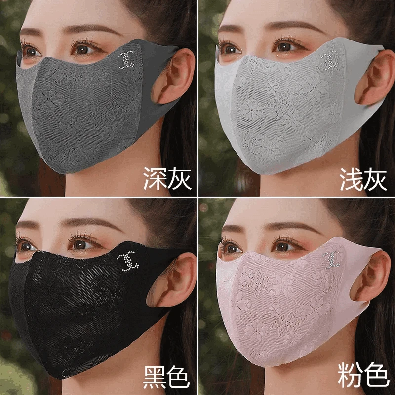 【蕾丝防晒口罩】加大护眼角弹力高颜值新款夏季轻薄透气遮阳面罩