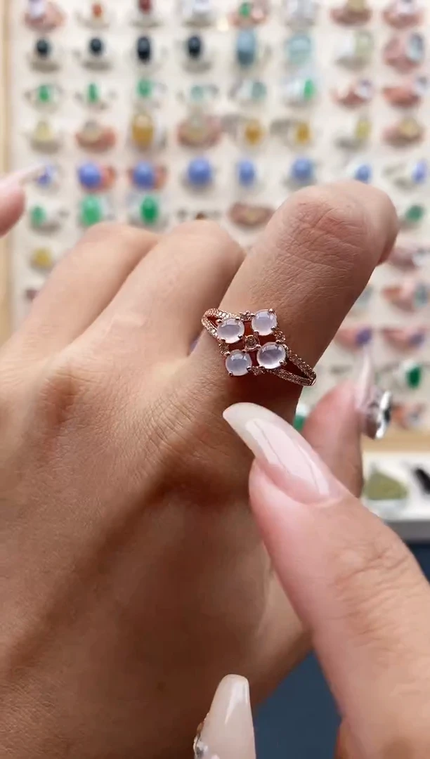 【闪购商品】翡翠戒指银S925镶嵌缅甸天然A货翡翠111  10+1