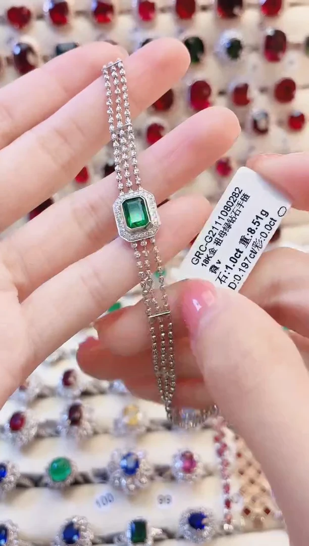 18K金镶嵌手链祖母绿1