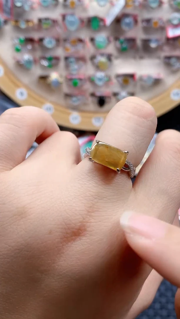 银S925镶嵌戒指翡翠天然A货缅甸翡翠