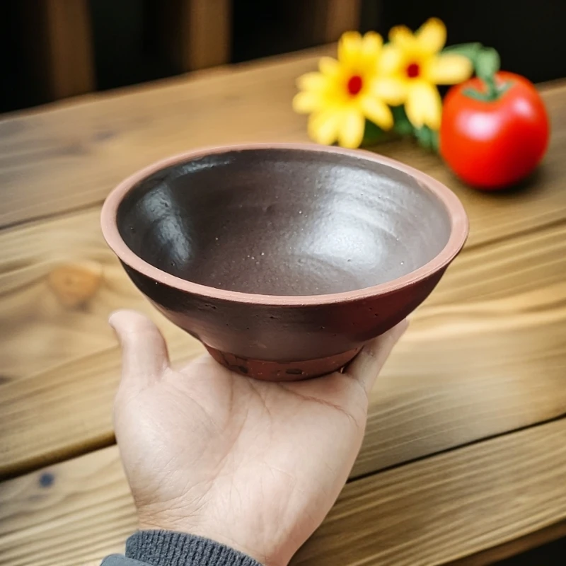 窑啊窑-纯手工老窑厂天然陶土&釉-传统土碗（直径约15cm，深约5cm）