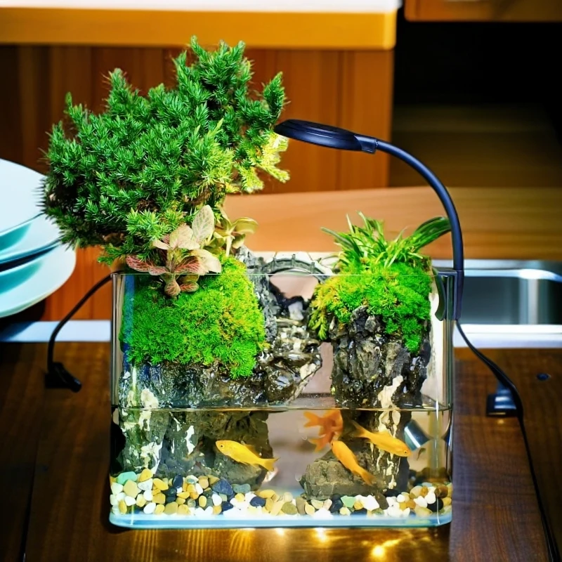 【韵】 可拆洗高山流水老桩迎客松锦景观25*18*16（送灯不带雾化）