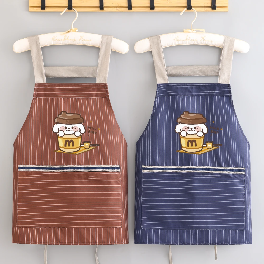 可爱卡通厨房做饭围裙防泼水可印字餐饮围腰干活工作服舒适透气女