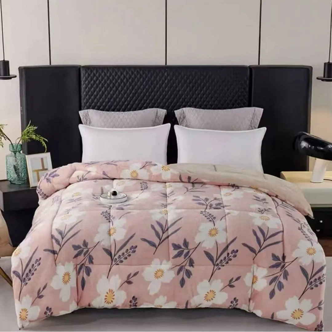 （冬季新款） 高端夹棉粉色幸运花石墨烯冬被速热款