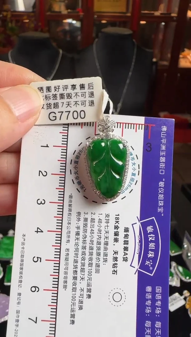 颈饰未镶嵌翡翠G7700辣绿叶子