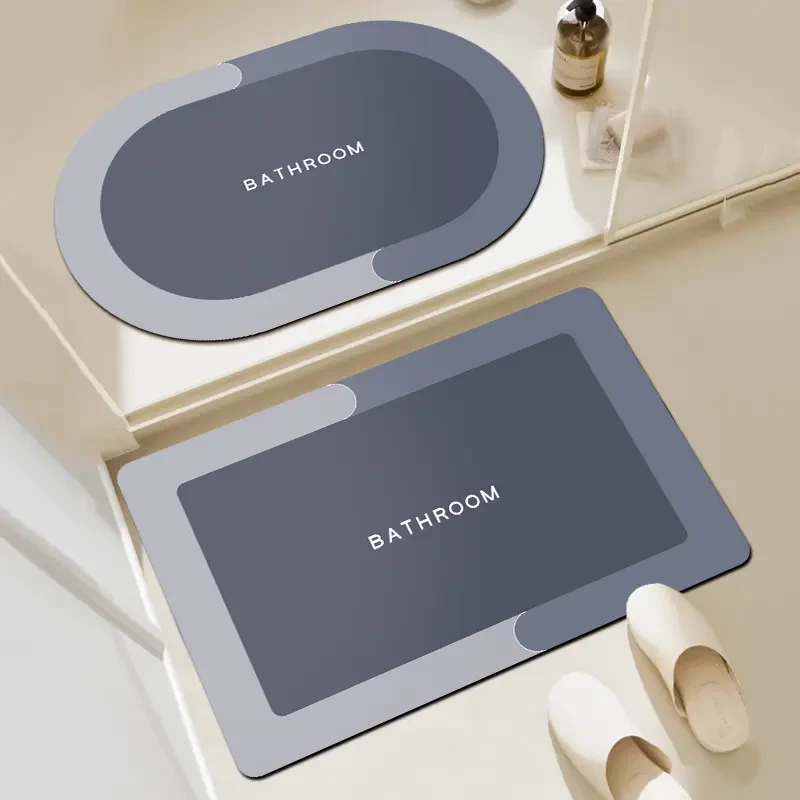 新款莫兰迪浴室厨房卫生间脚垫防滑吸水地垫科技橡胶几何加厚门垫