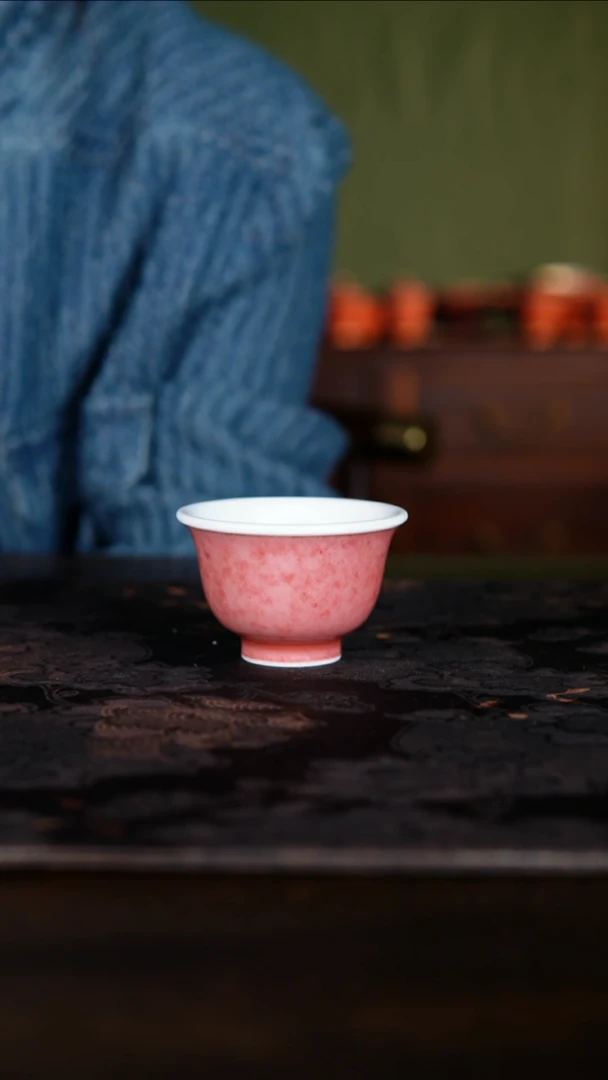 杯子白泥景德镇纯手工陶瓷豇豆红