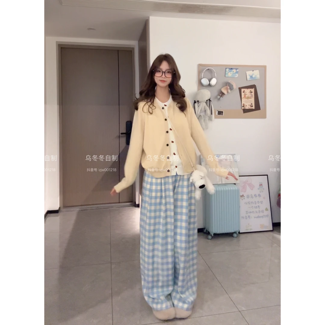 【乌冬原创】“奶黄蝴蝶结”春季假两件薄款毛衣～可当开衫～都是真扣子