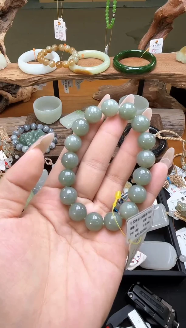 未镶嵌手串和田玉卡12吐拉牧场 圆珠 9010505