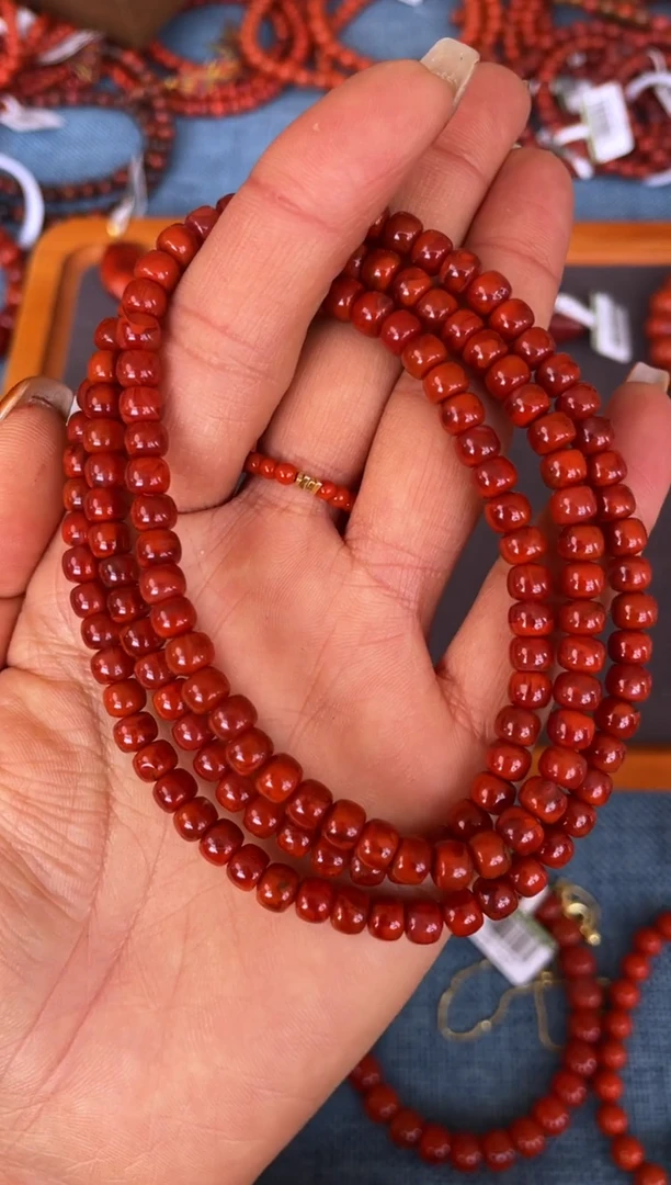 未镶嵌手串南红玛瑙N32凉山瓦西料牛血锦多圈