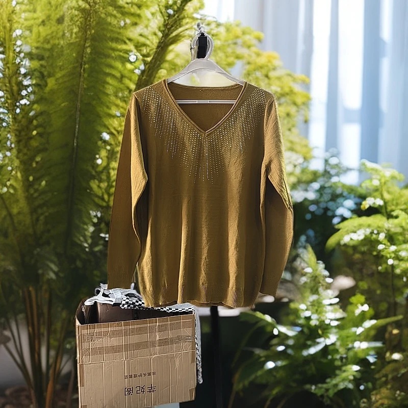 纯色V领中老年女装打底衫小衫休闲衬衫圆领春季时尚女士1548