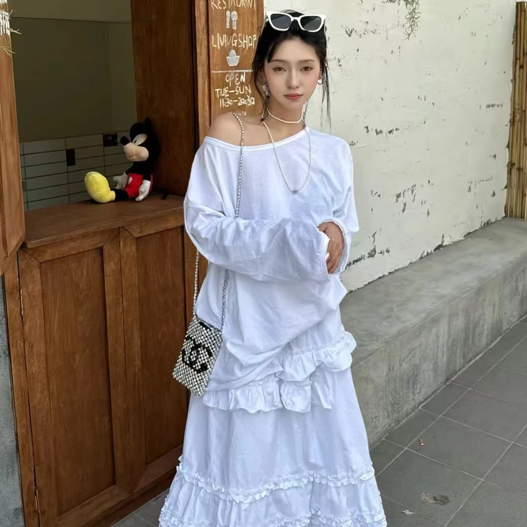 宠儿【2025春夏财神韩版4色极简斜肩时尚慵懒百搭体恤】