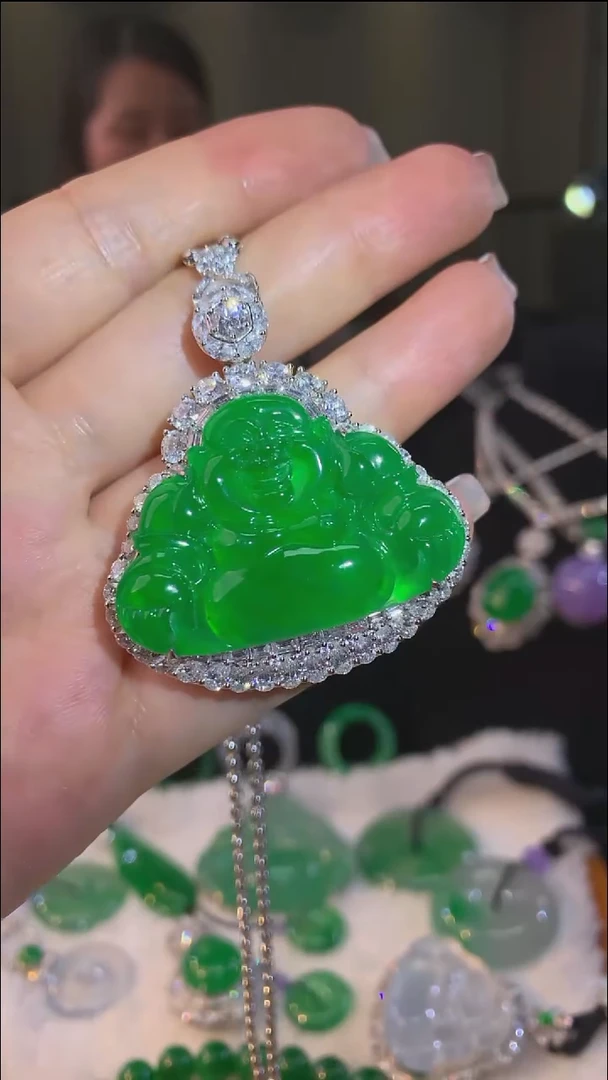 吊坠(不含链)18K金镶嵌翡翠吊坠