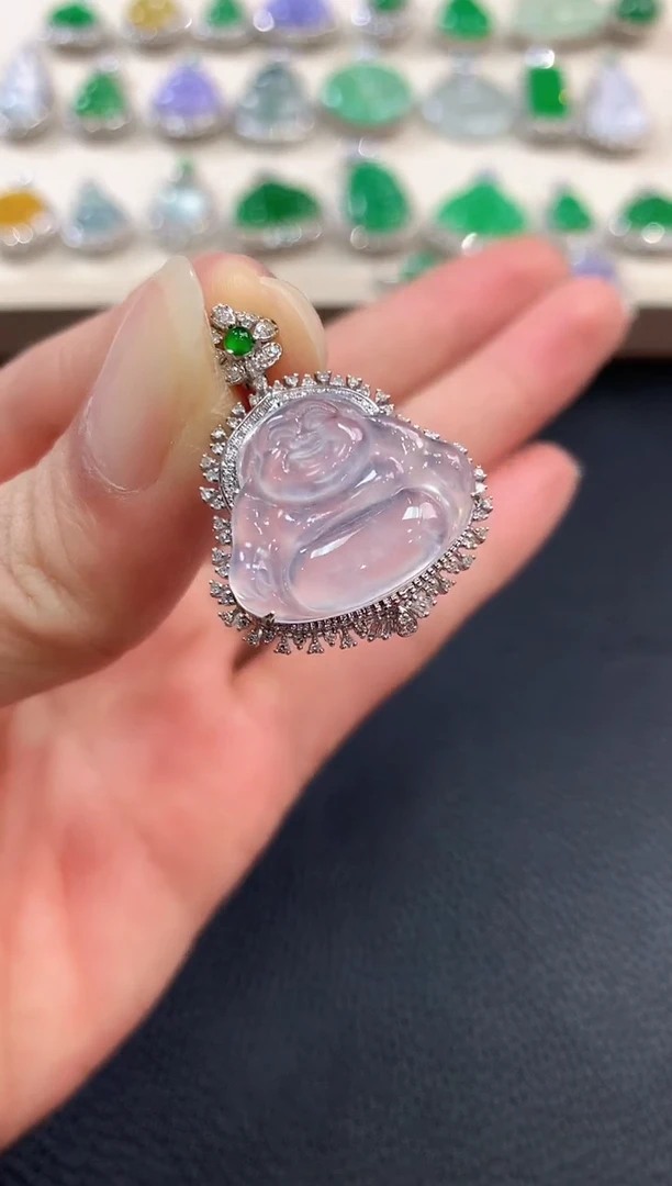 【闪购商品】翡翠吊坠(不含链)18K金镶嵌b64     1