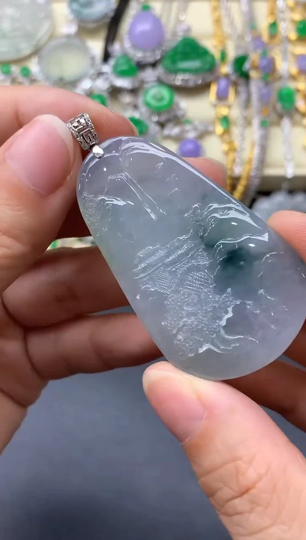 颈饰18K金镶嵌翡翠539-中国好珍宝