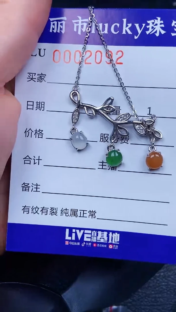 翡翠银S925镶嵌颈饰2092