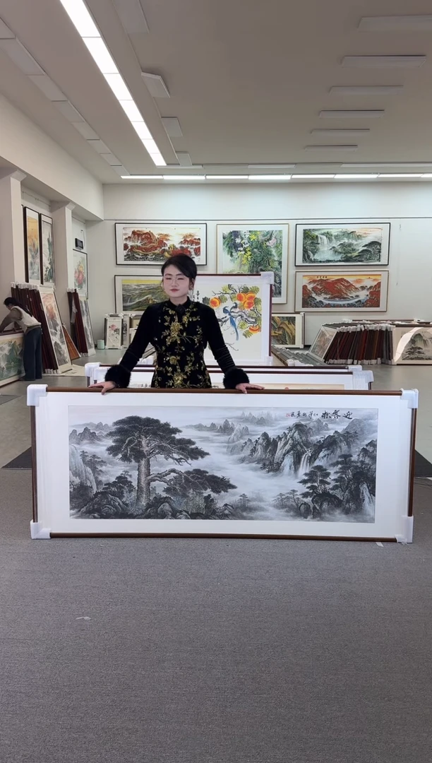 国画手绘  219*88   迎客松