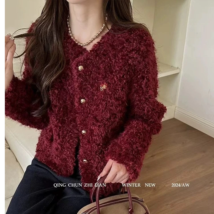 高品质麂皮绒小香风外套气质轻奢皮毛一体时尚女装秋冬新款大衣