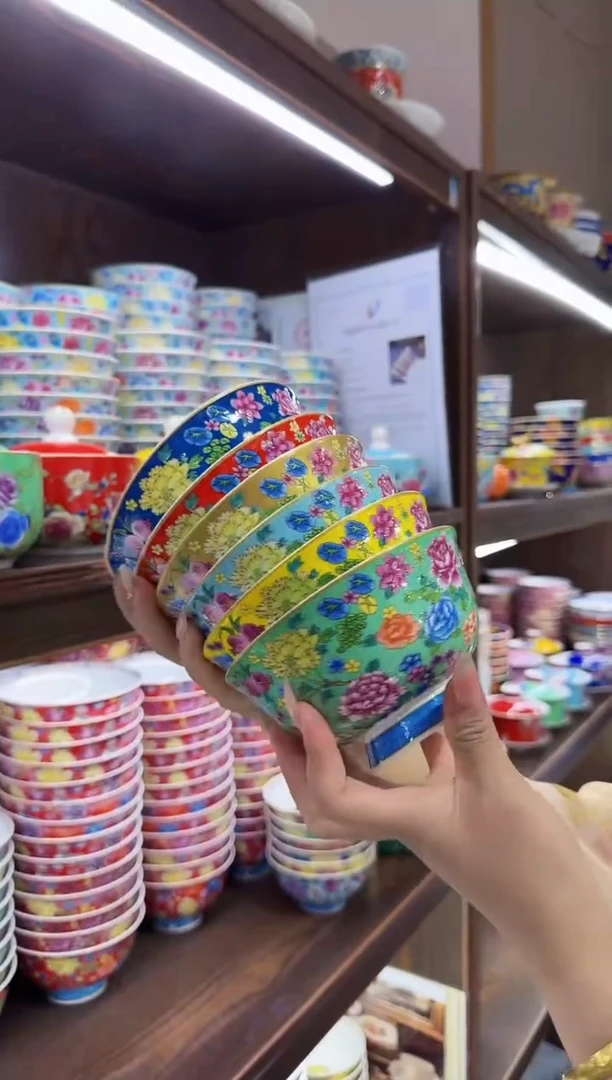 珐琅 5英寸饭碗6个景德镇餐具