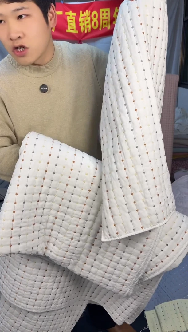 棉纯棉米粒秀白230*250三件套