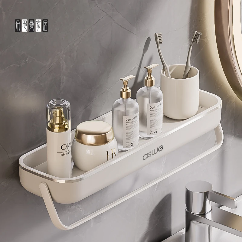 朵思曼厨房置物架卫生间壁挂物品收纳筐浴室免打孔洗漱台带杆毛巾