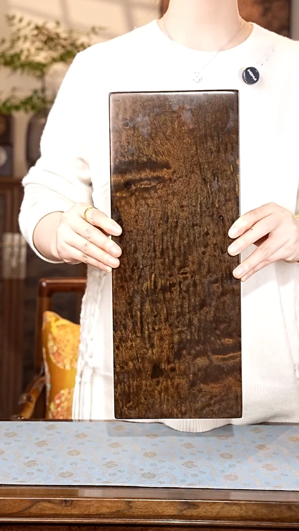 乌木类家具何**慌金丝楠阴沉木 满纹茶盘