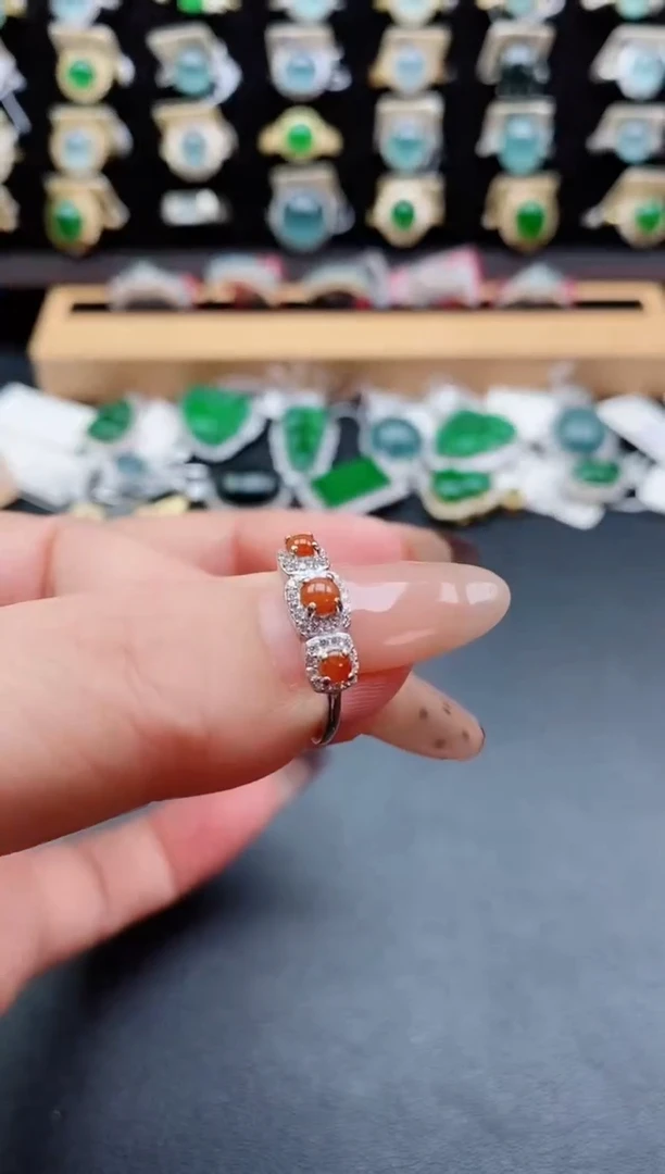 银S925镶嵌戒指翡翠1