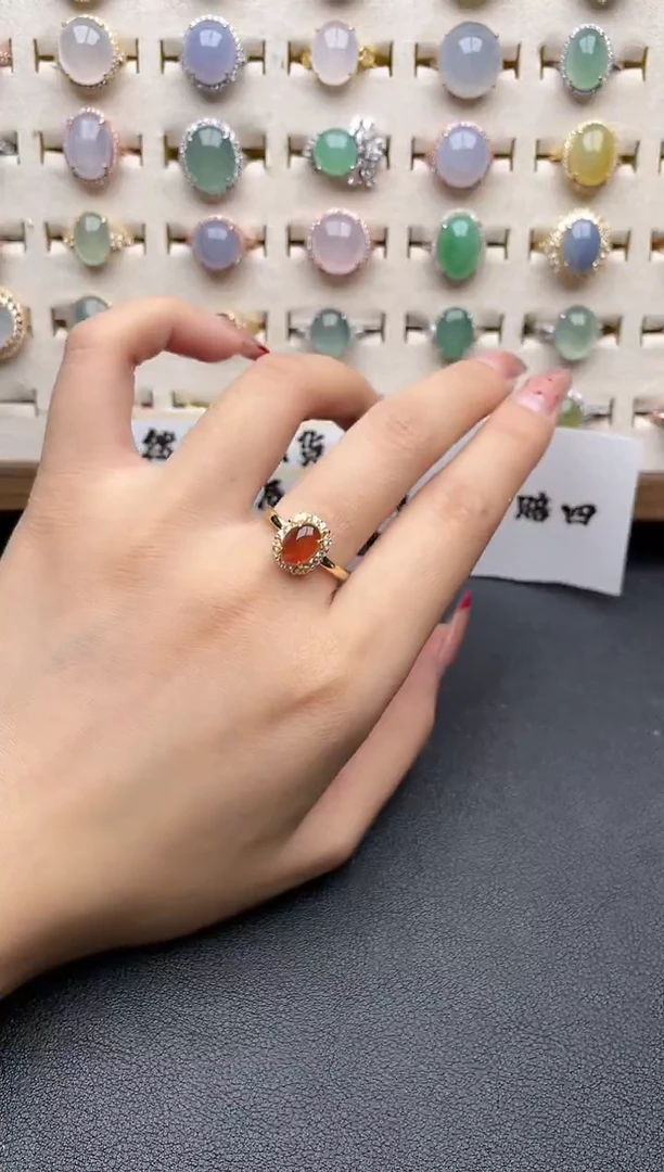 【闪购商品】翡翠戒指银S925镶嵌一物一证一礼盒