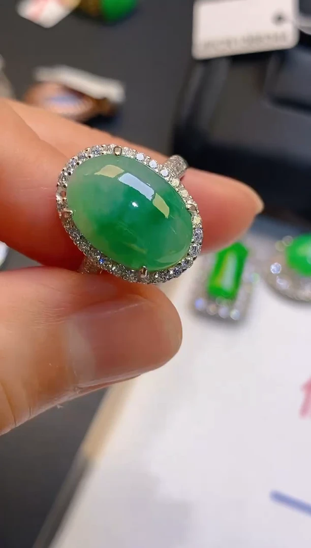 【闪购商品】翡翠耳饰银S925镶嵌天然A货翡翠1