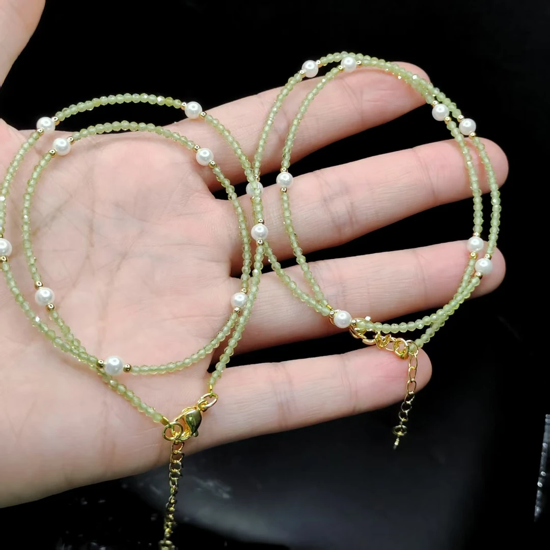 【老三珠宝】橄榄石DIY女神链X13【多样性发其一】约2mm