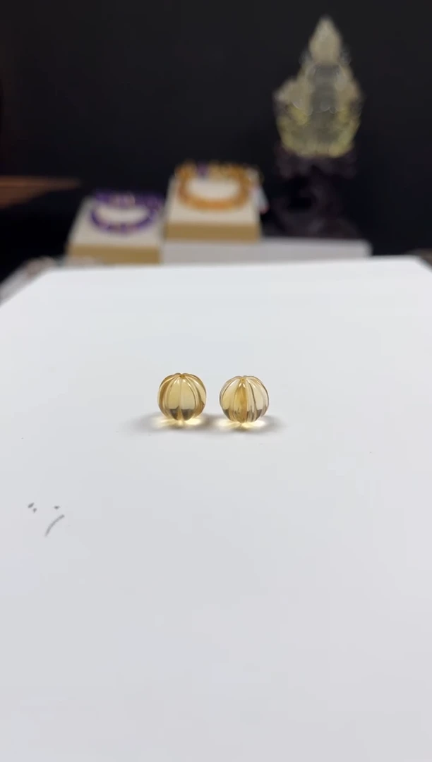 未镶嵌手链黄晶云*宝天然黄水晶南瓜单珠两颗