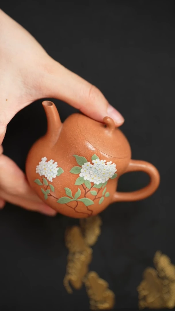 茶壶紫砂老段泥泥绘葫芦130cc