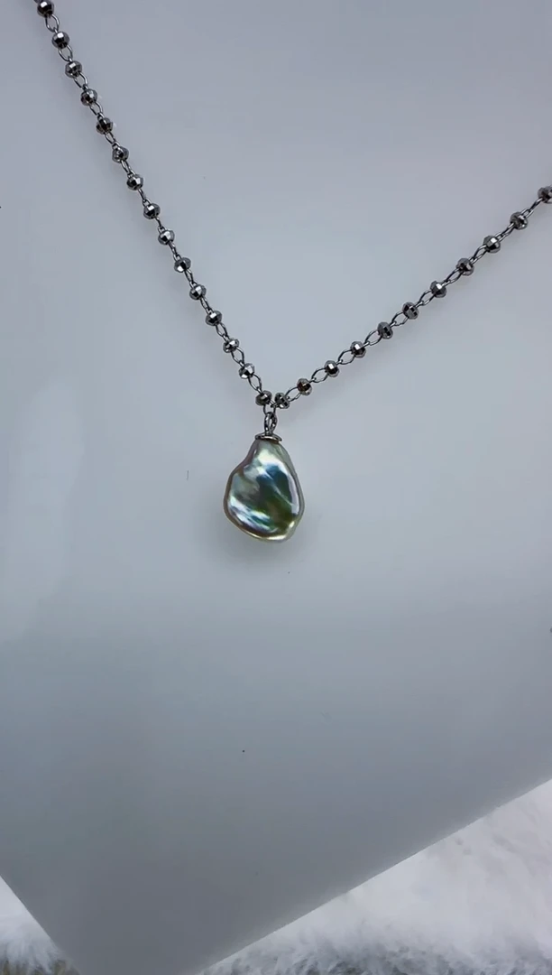 银S925镶嵌淡水珍珠DA淡水keshi吊坠 y209