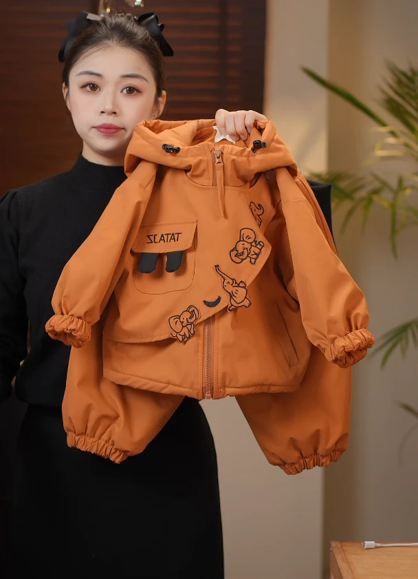 【现货】2025春秋季儿童新款时尚可爱加棉棉服套装58093