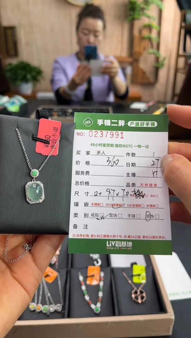 【闪购商品】翡翠项链银S925镶嵌多人