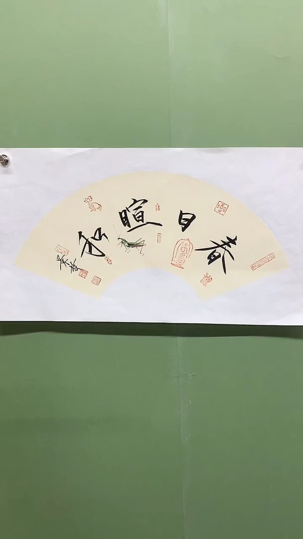 横款精品扇面书法，春日