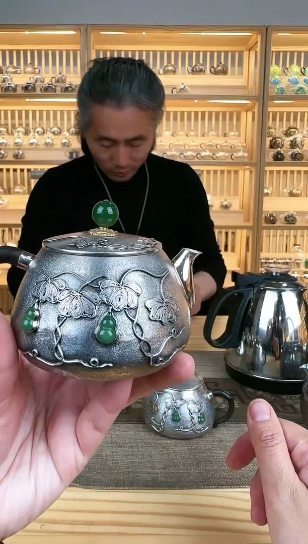 【闪购商品】掐丝葫芦泡茶壶足银